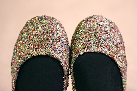 DIY Glitter Flats -- Get crafty by glittering your shoes for cheap! | wearenotmartha.com