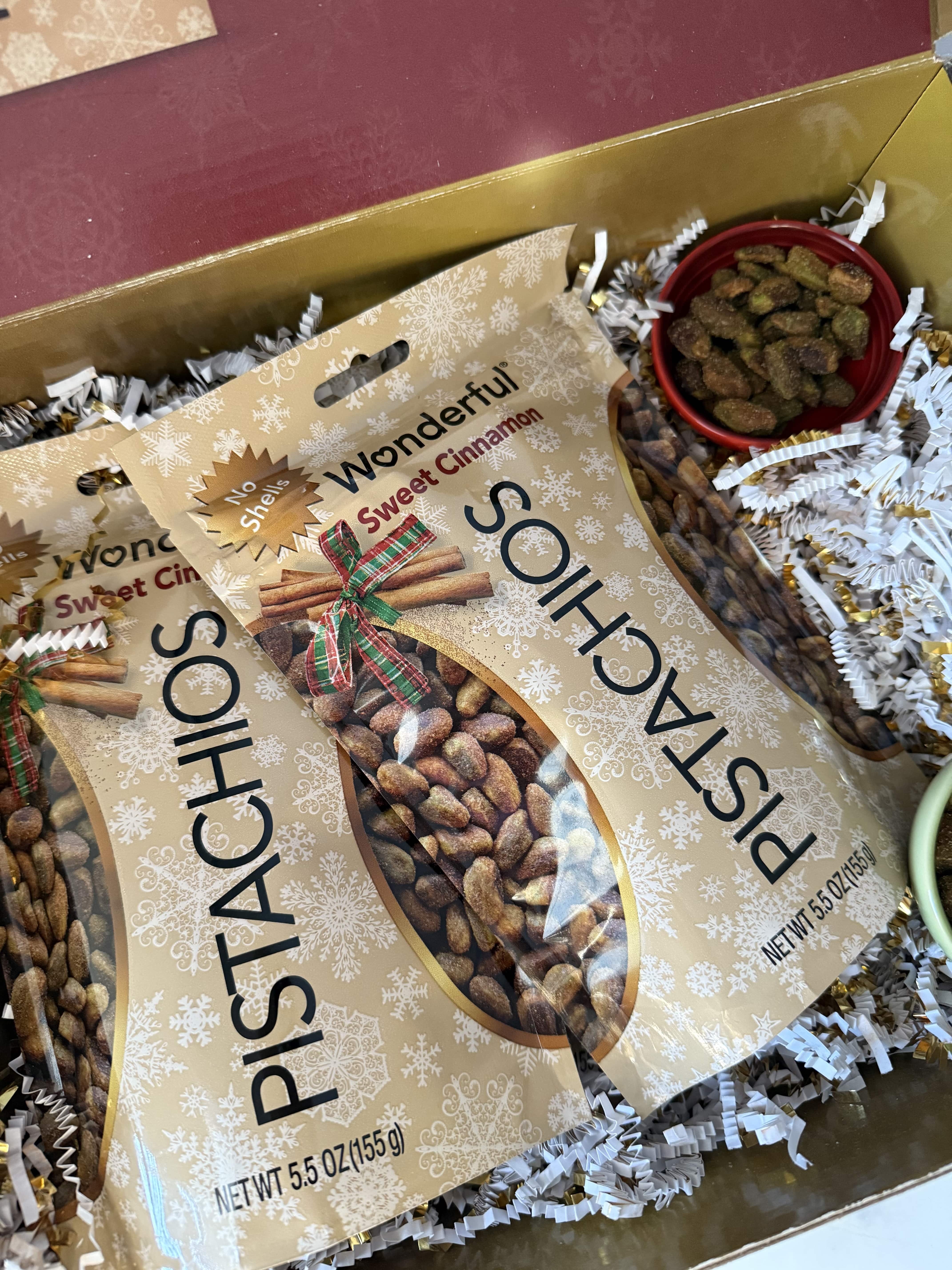 Bags of Sweet Cinnamon Wonderful pistachios.