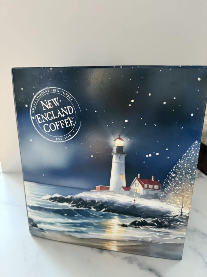 Outside of the New England Coffee Advent Calendar.