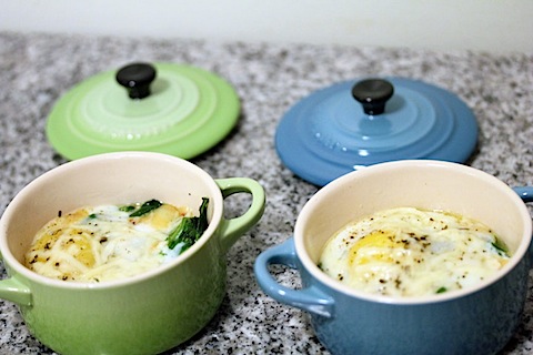 Eggs en Cocotte with Spinach