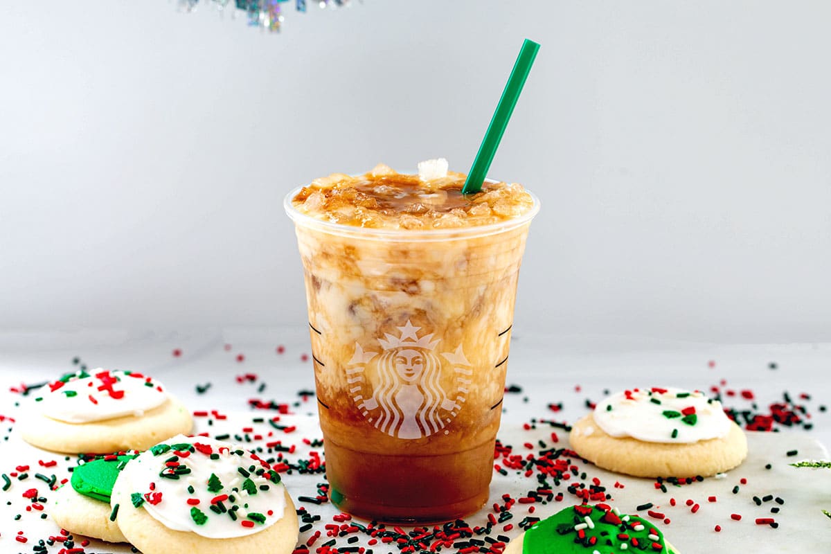 Iced Sugar Cookie Almond Milk Latte {Starbucks} - We are not Martha