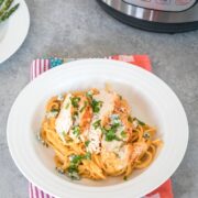 Instant Pot Buffalo Chicken Pasta -- A quick and easy dinner that doesn't leave you with a sink full of dishes! | wearenotmartha.com