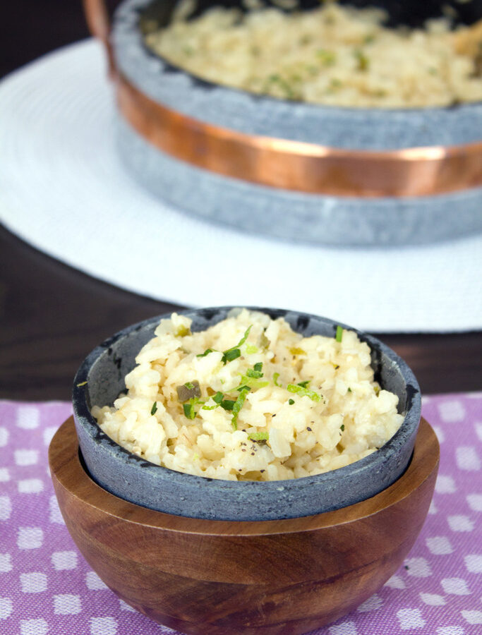 Jalapeño Cheddar Risotto -- Contrary to popular belief, risotto is incredibly easy to make and worth every second of stirring. This Jalapeño Cheddar Risotto is packed with flavor from lime juice, jalapeño pepper, and sharp cheddar cheese | wearenotmartha.com