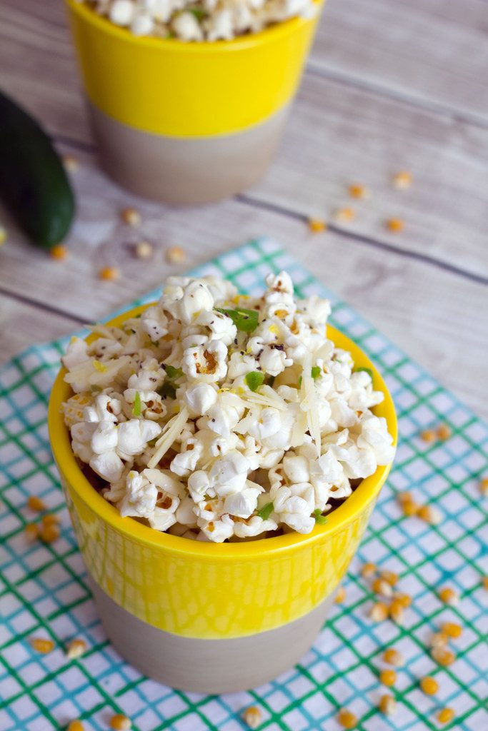 Jalapeño Lemon Parmesan Popcorn -- This quick and simple recipe for Jalapeño Lemon Parmesan Popcorn will have you wishing your movie night would never end | wearenotmartha.com