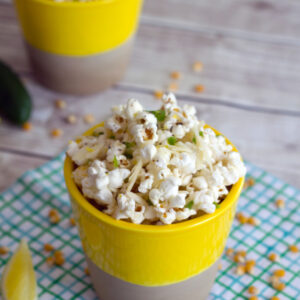 Jalapeño Lemon Parmesan Popcorn -- This quick and simple recipe for Jalapeño Lemon Parmesan Popcorn will have you wishing your movie night would never end | wearenotmartha.com