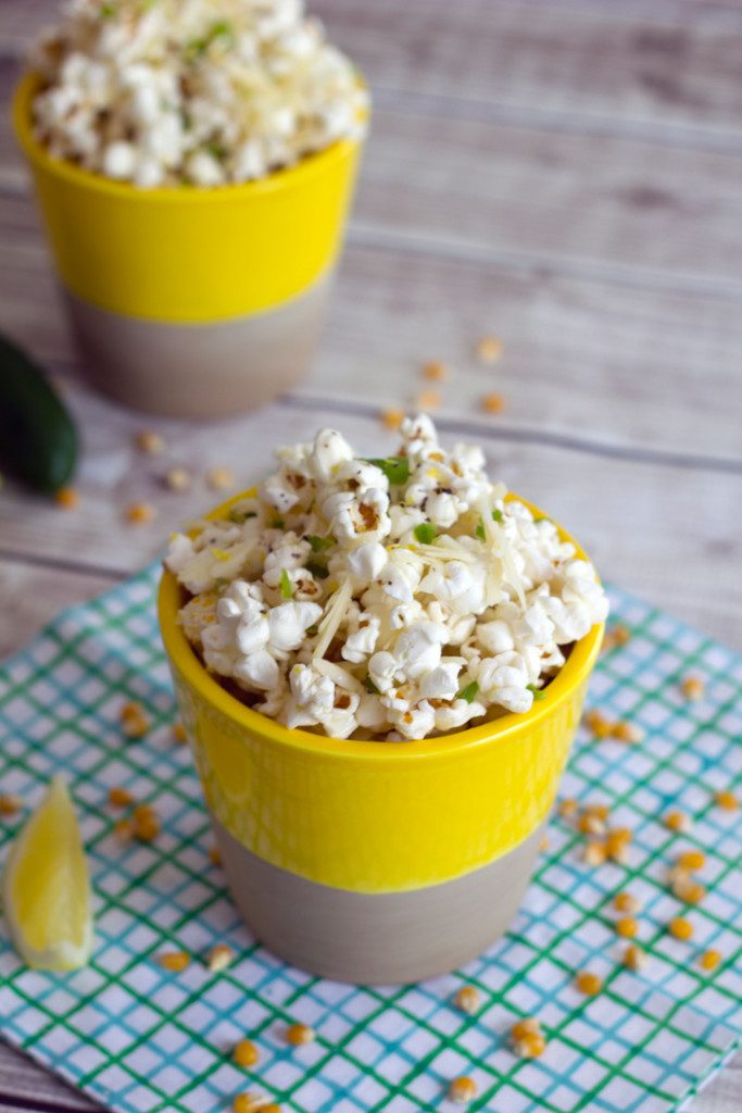 Jalapeño Lemon Parmesan Popcorn -- This quick and simple recipe for Jalapeño Lemon Parmesan Popcorn will have you wishing your movie night would never end | wearenotmartha.com