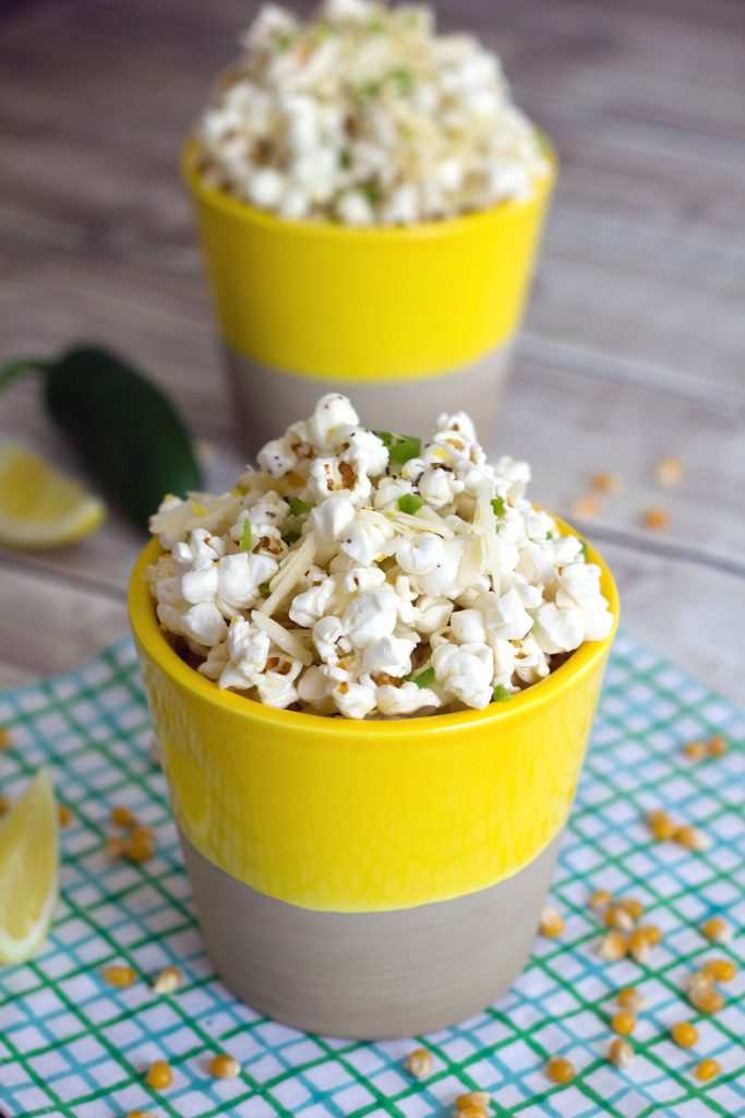 Jalapeño Lemon Parmesan Popcorn -- This quick and simple recipe for Jalapeño Lemon Parmesan Popcorn will have you wishing your movie night would never end | wearenotmartha.com