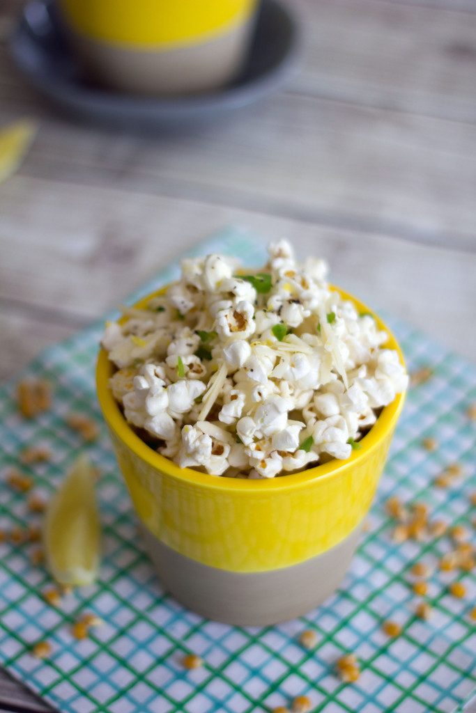 Jalapeño Lemon Parmesan Popcorn -- This quick and simple recipe for Jalapeño Lemon Parmesan Popcorn will have you wishing your movie night would never end | wearenotmartha.com