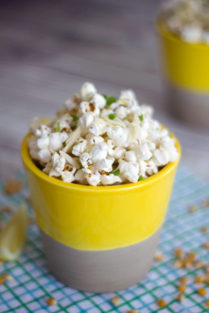 Jalapeño Lemon Parmesan Popcorn -- This quick and simple recipe for Jalapeño Lemon Parmesan Popcorn will have you wishing your movie night would never end | wearenotmartha.com