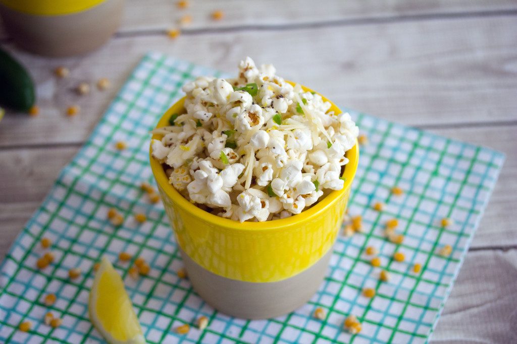 Jalapeño Lemon Parmesan Popcorn -- This quick and simple recipe for Jalapeño Lemon Parmesan Popcorn will have you wishing your movie night would never end | wearenotmartha.com