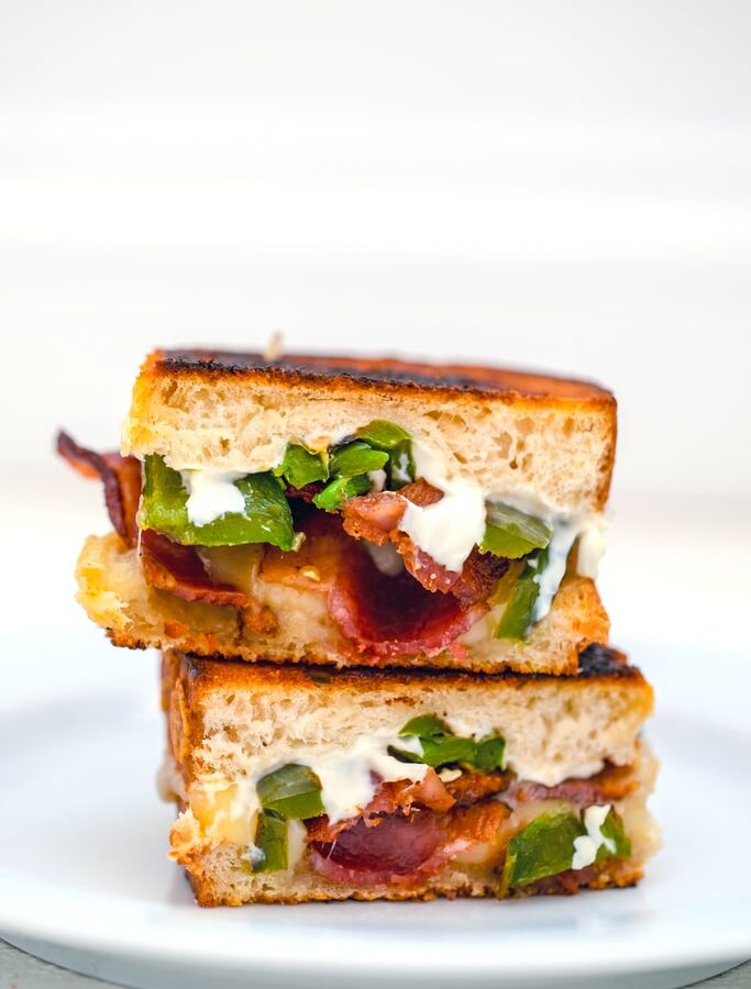 Jalapeño Popper Grilled Cheese -- This Jalapeño Popper Grilled Cheese takes everyone's favorite  jalapeño popper appetizer and turns it into a grilled cheese sandwich fit for a meal | wearenotmartha.com