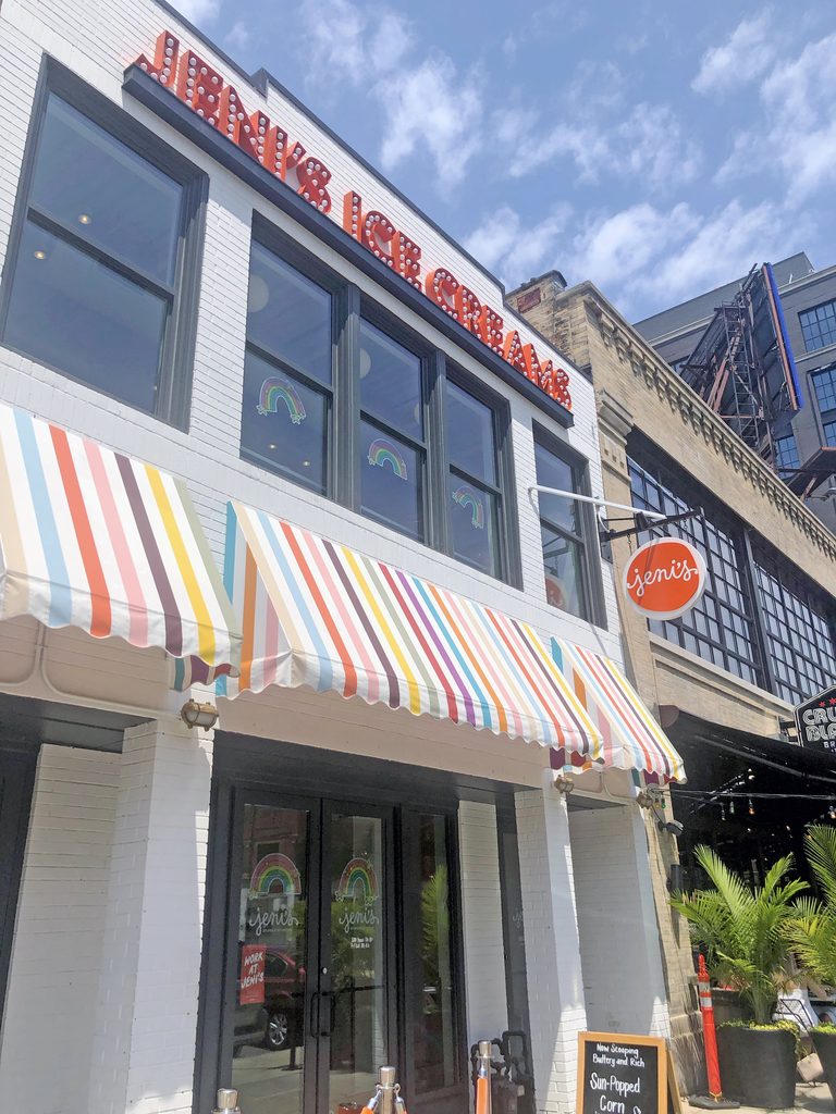 View from the outside of Jeni's Ice Cream in Chicago's Fulton Market West Loop neighborhood