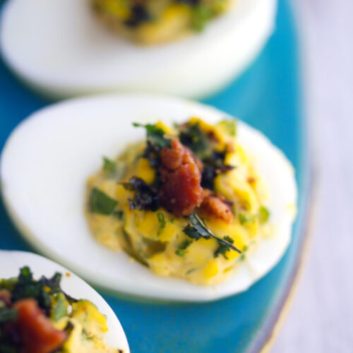 Kale and Bacon Deviled Eggs recipe We are not Martha