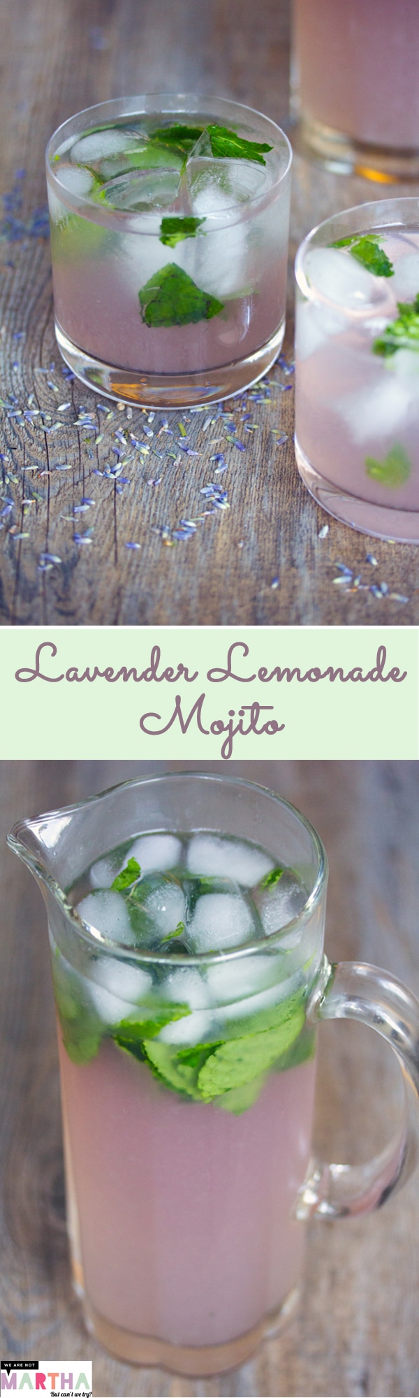 Lavender Lemonade Mojitos -- Made with a lavender simple syrup and homemade lemonade muddled with mint, these Lavender Lemonade Mojitos are the prettiest color and make for the perfect summer cocktail | wearenotmartha.com #cocktail #lavender #lemonade #mojitos