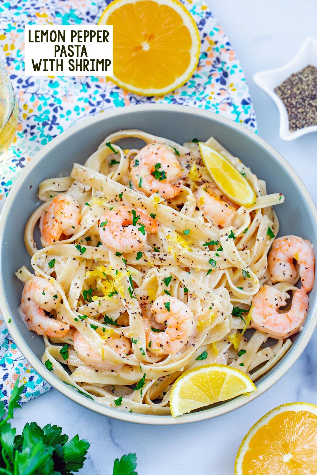 Lemon Pepper Pasta with Shrimp Recipe - We are not Martha