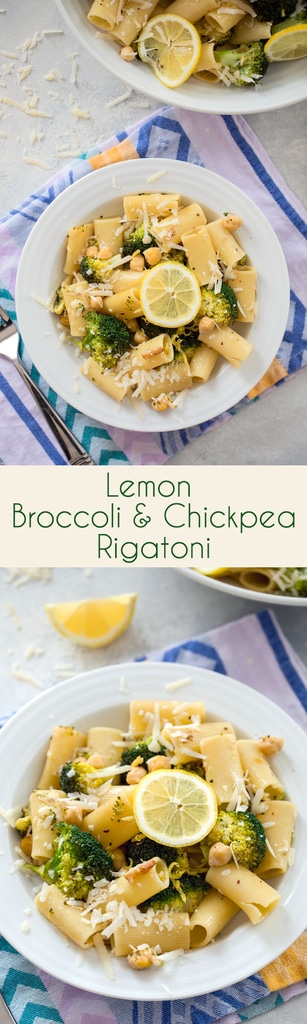 Lemon Broccoli and Chickpea Rigatoni