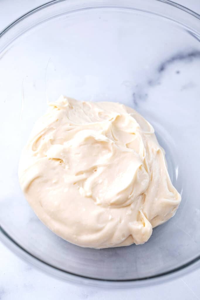 Maple cream cheese mixture in bowl