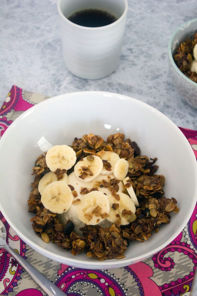 Maple Panna Cotta with Sliced Bananas and Granola -- Because why shouldn't you have panna cotta for brunch? | wearenotmartha.com