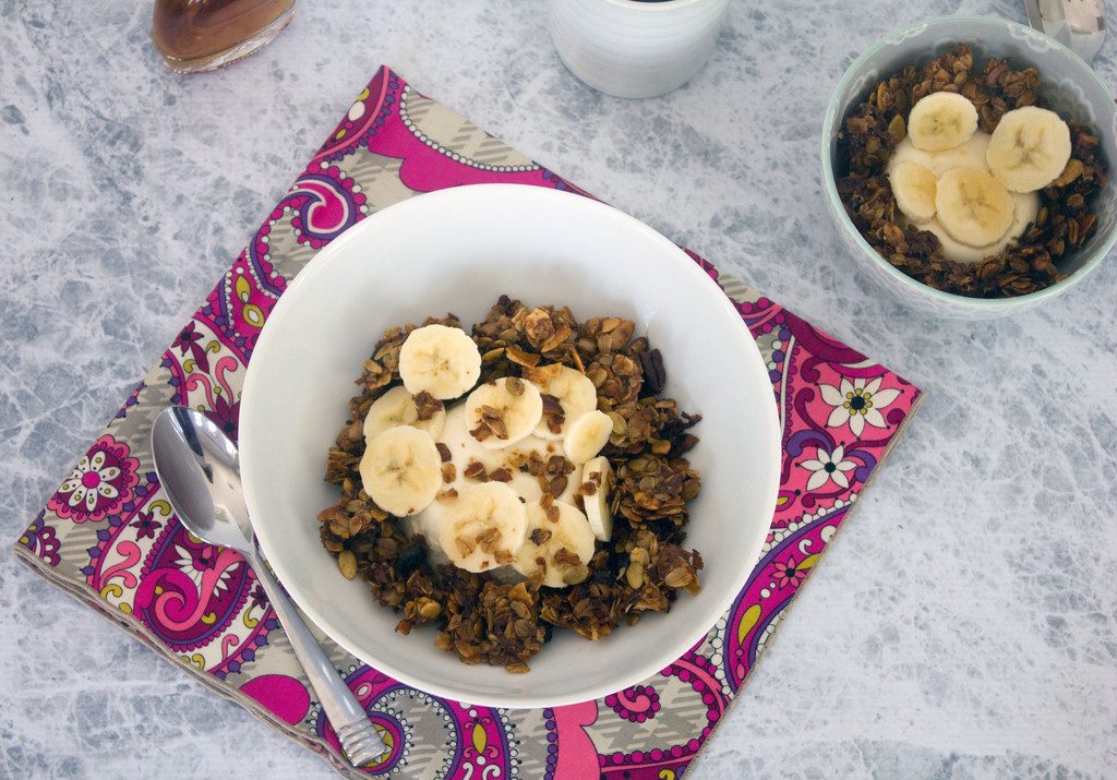 Maple Panna Cotta with Sliced Bananas and Granola -- Because why shouldn't you have panna cotta for brunch? | wearenotmartha.com