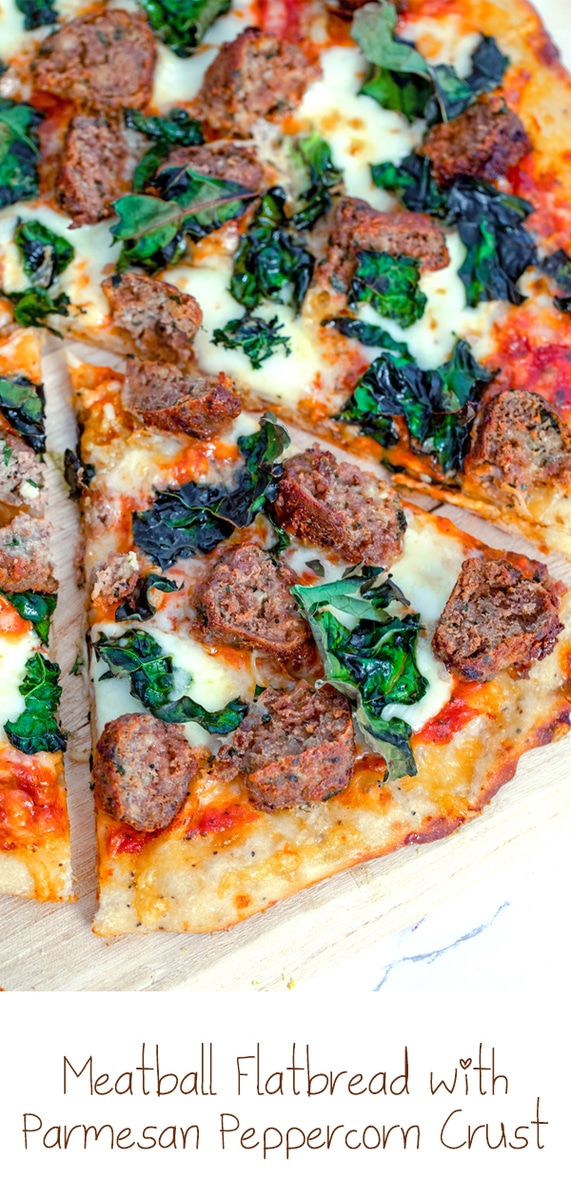 Meatball Flatbread with Parmesan Peppercorn Crust