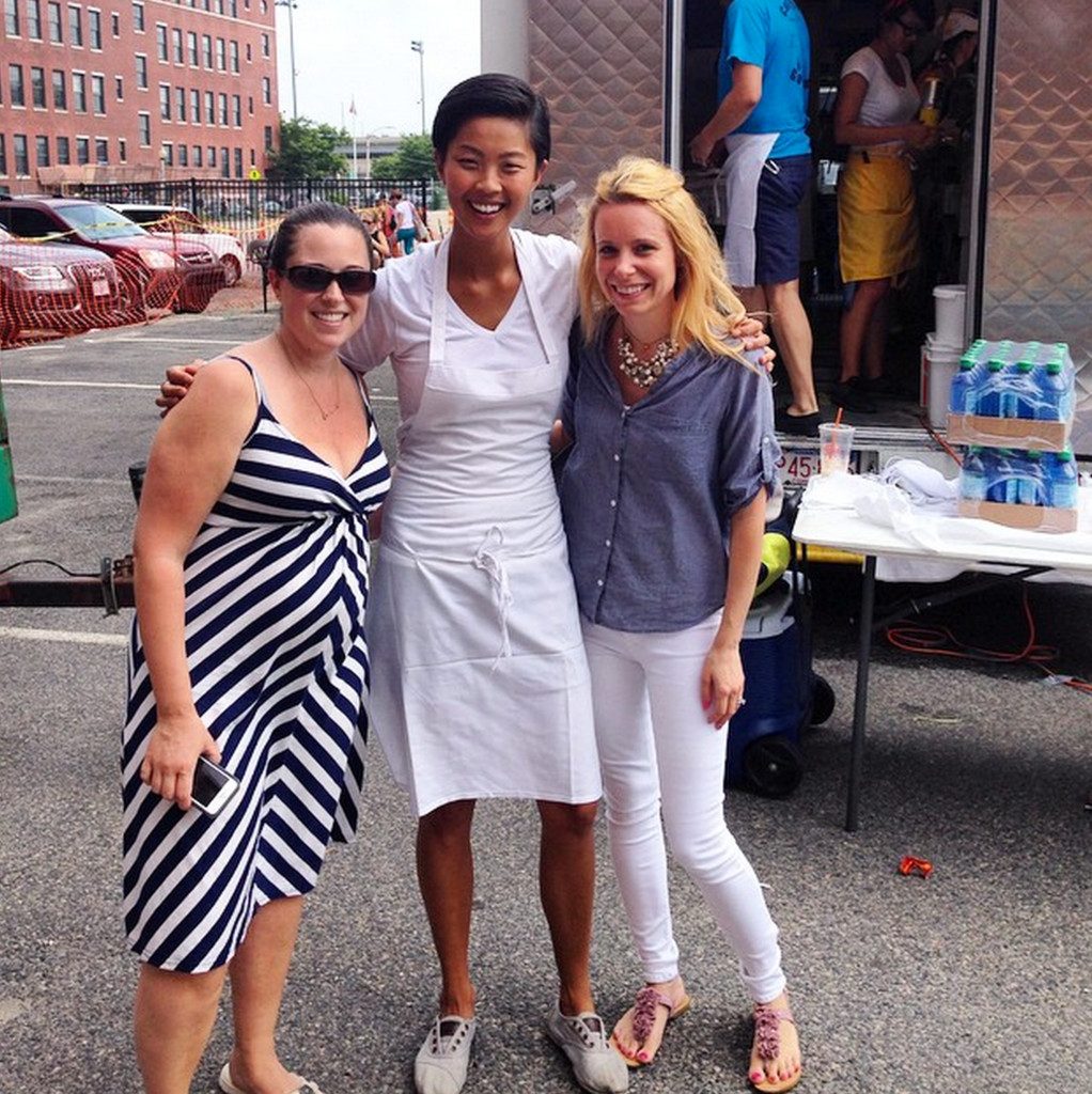 Beth and Sues with Top Chef's Kristen Kish outside of the Mei Mei food truck