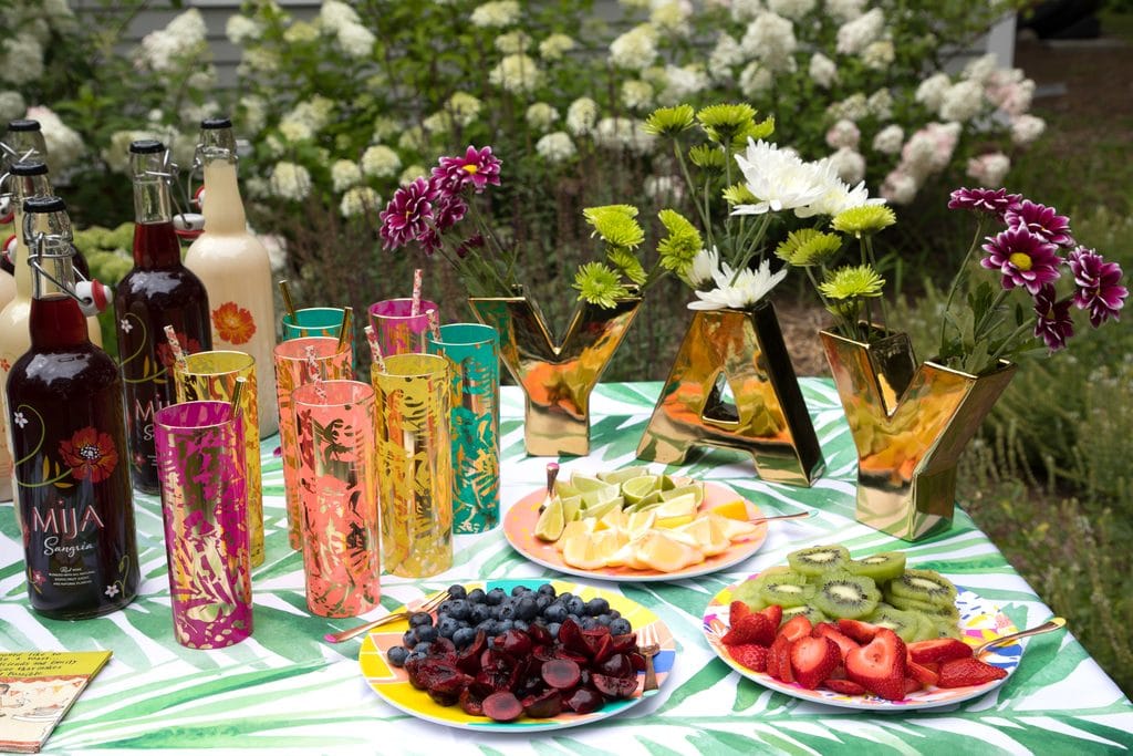 DIY Sangria Bar -- Use Mija Sangria, fresh fruit, and some fun accessories for your own fun summer sangria bar! | wearenotmartha.com