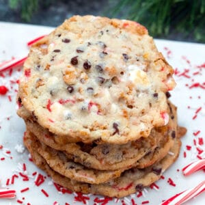 Love Milk Bar's cornflake cookies? These ones have a special twist for the holiday season! Cornflake Chocolate Chip Candy Cane Cookies are packed with lots of peppermint flavor and make the perfect addition to your Christmas cookie platter.