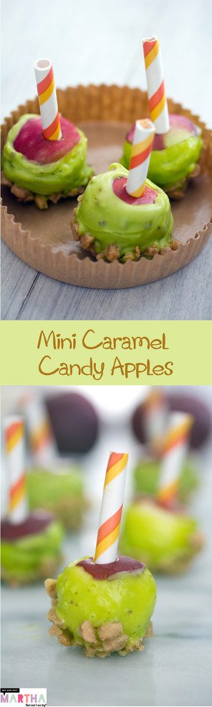 Mini Caramel Candy Apples -- The best of both fall dessert worlds! | wearenotmartha.com