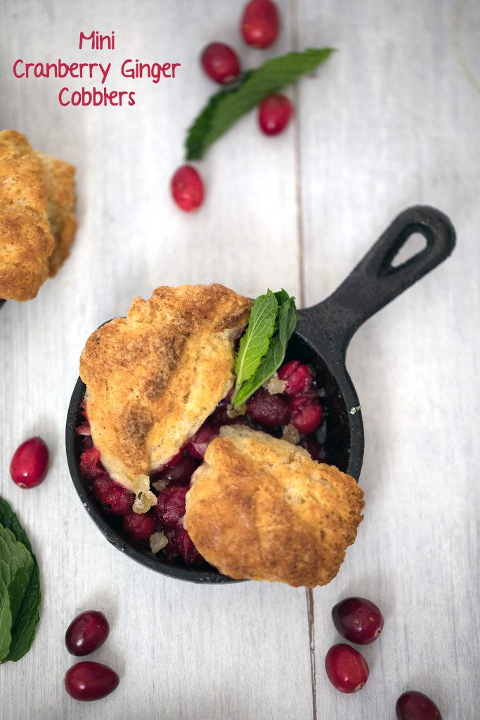 Mini Cranberry Ginger Cobblers -- These cranberry cobblers made in mini skillets are the perfect personal-sized dessert | wearenotmartha.com