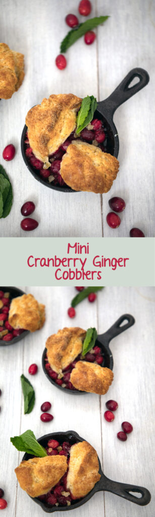 Mini Cranberry Ginger Cobblers -- These cranberry cobblers made in mini skillets are the perfect personal-sized dessert | wearenotmartha.com