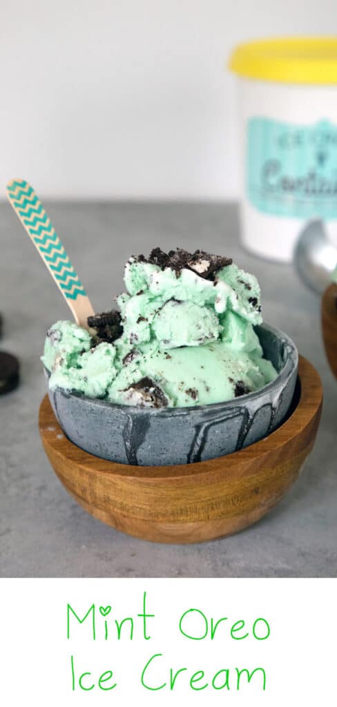 Mint Oreo Ice Cream -- This easy-to-make eggless ice cream is the ultimate summer treat! | wearenotmartha.com #icecream #homemadeicecream #oreo #mintdesserts #oreos