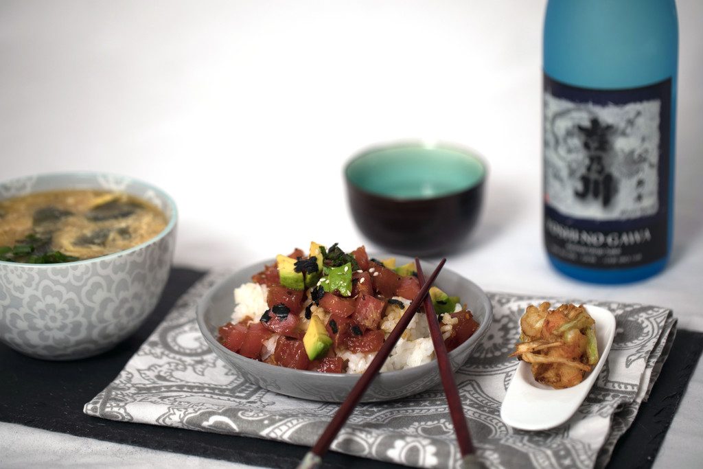 Morimoto's Mastering the Art of Japanese Home Cooking -- Hawaiian Poke-Style Tuna Rice Bowls from Morimoto's cookbook | wearenotmartha.com