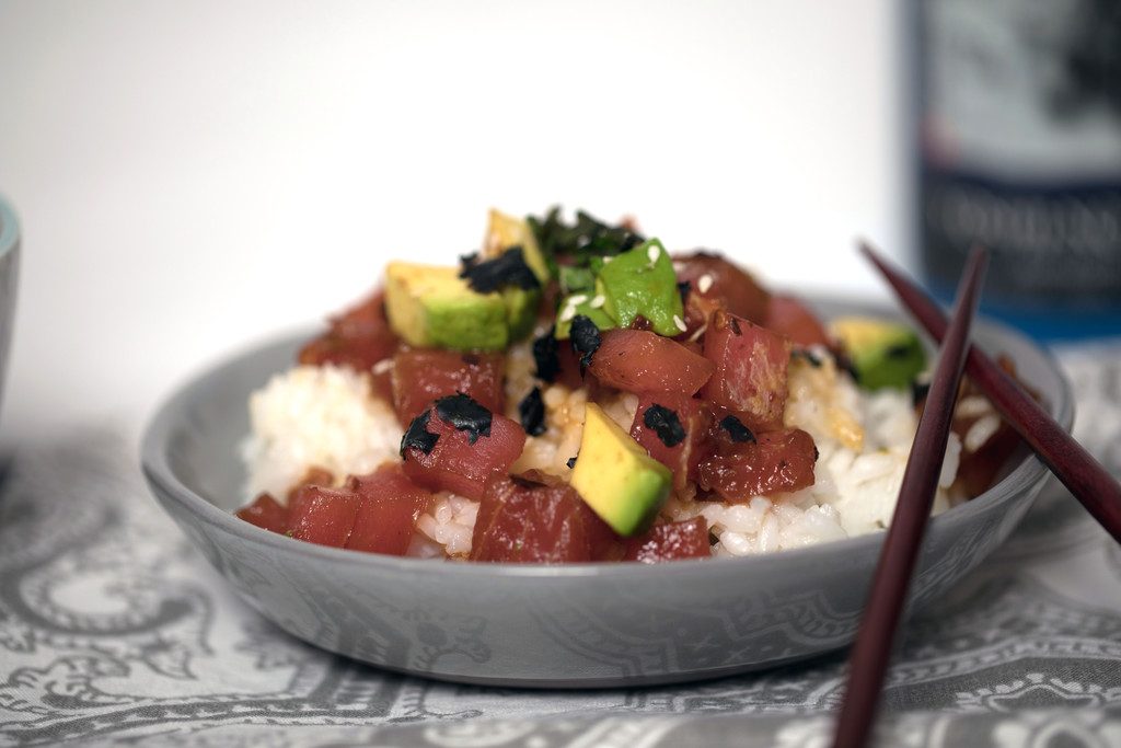 Morimoto's Mastering the Art of Japanese Home Cooking -- Hawaiian Poke-Style Tuna Rice Bowls from Morimoto's cookbook | wearenotmartha.com