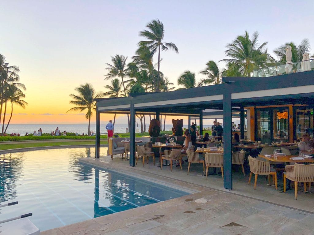 A view of outdoor seating at Morimoto in Maui