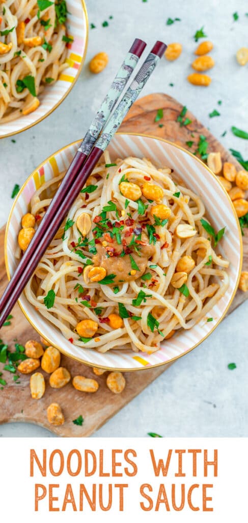 Noodles with Peanut Sauce -- Looking for a ridiculously quick and easy dinner that's packed with flavor? These Noodles with Peanut Sauce are seriously delicious and can be ready in minutes. The recipe serves two, but can easily be doubled or tripled | wearenotmartha.com #noodles #peanutsauce #easydinners #quick