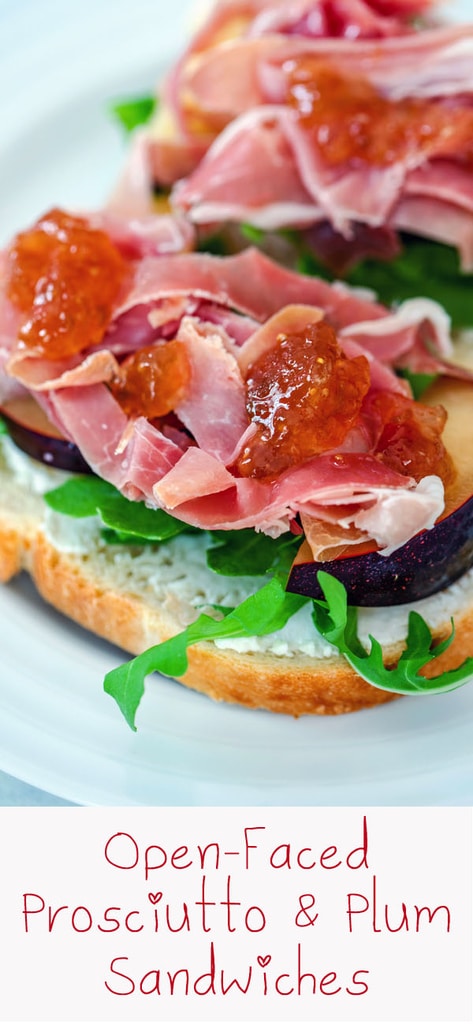 Open-Faced Prosciutto and Plum Sandwiches -- These Open-Faced Prosciutto and Plum Sandwiches make for an incredibly easy, light, and seasonal summer dinner that is likely just what the doctor ordered | wearenotmartha.com #prosciutto #plums #sandwiches #summer