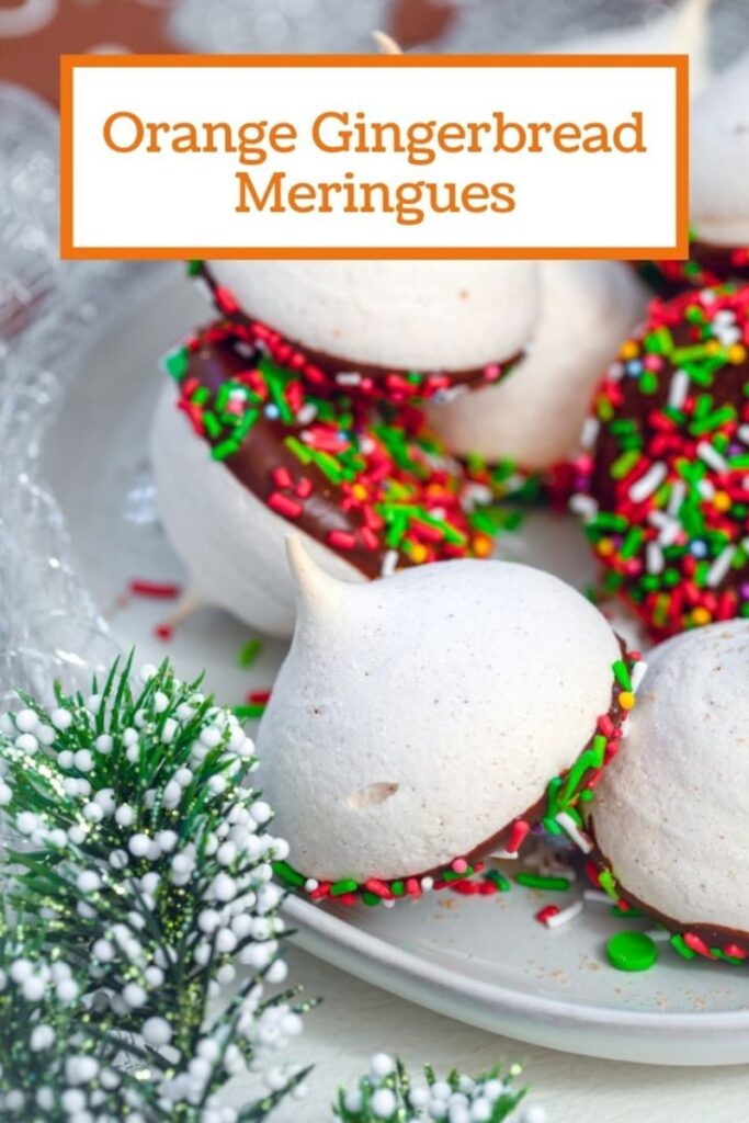 Looking for the perfect addition to your holiday cookie platters? Orange Gingerbread Meringues are so easy to make and perfect for the holiday season! | wearenotmartha.com #merginuerecipes #holidacookies #christmascookies #gingerbreadrecipes