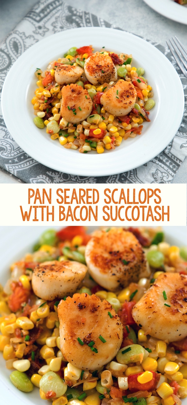 Pan Seared Scallops with Bacon Succotash
