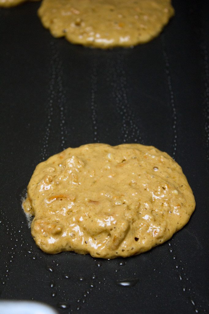 Pancake batter on griddle