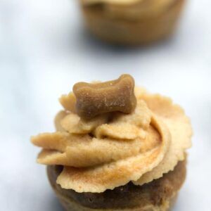 Winnie the Labradoodle's First Birthday -- Peanut Butter and Banana Pupcakes and a dog birthday! | wearenotmartha.com