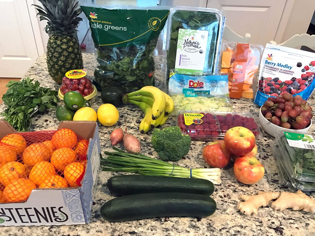 Peapod grocery delivery produce on counter