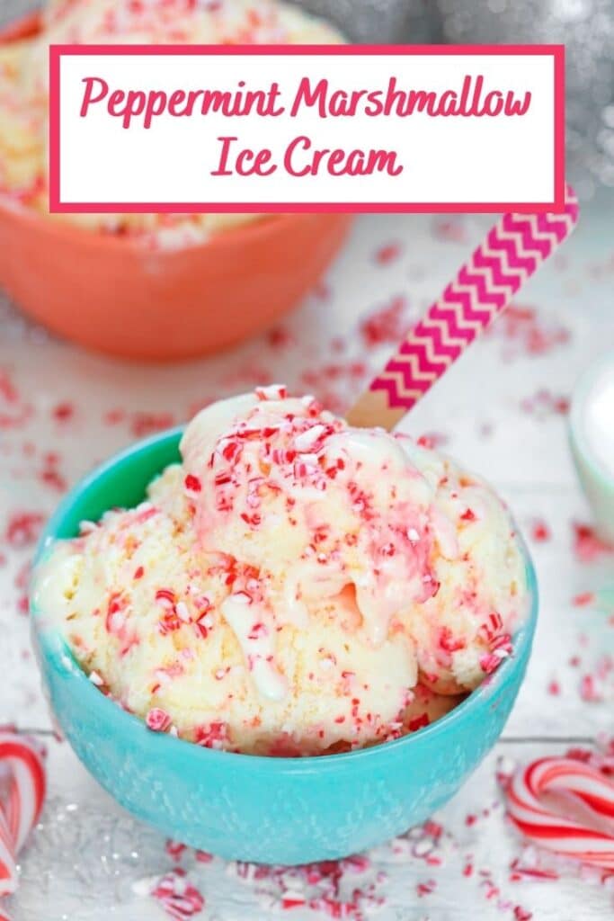 Celebrate the holidays with ice cream! This Peppermint Ice Cream with Marshmallow is a must-make for Christmas time! | wearenotmartha.com #icecream #pepperminticecream #candycanes #christmasicecream