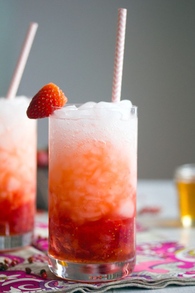 Pink Peppercorn Strawberry Sipper -- Sweet and spicy Valentine's Day cocktail | wearenotmartha.com