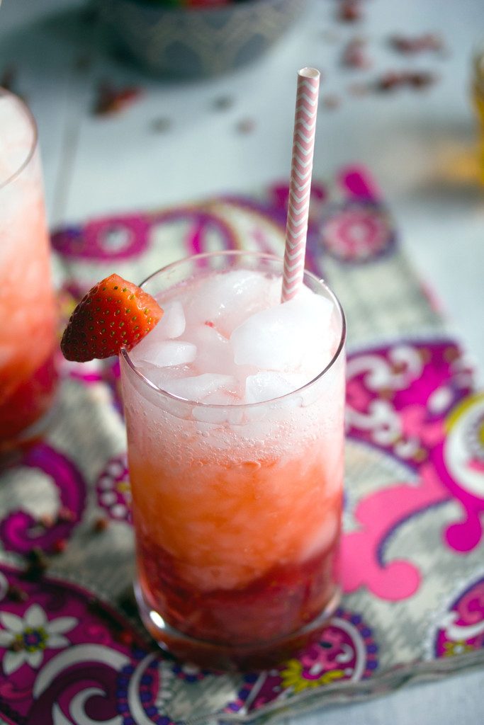 Pink Peppercorn Strawberry Sipper -- Sweet and spicy Valentine's Day cocktail | wearenotmartha.com