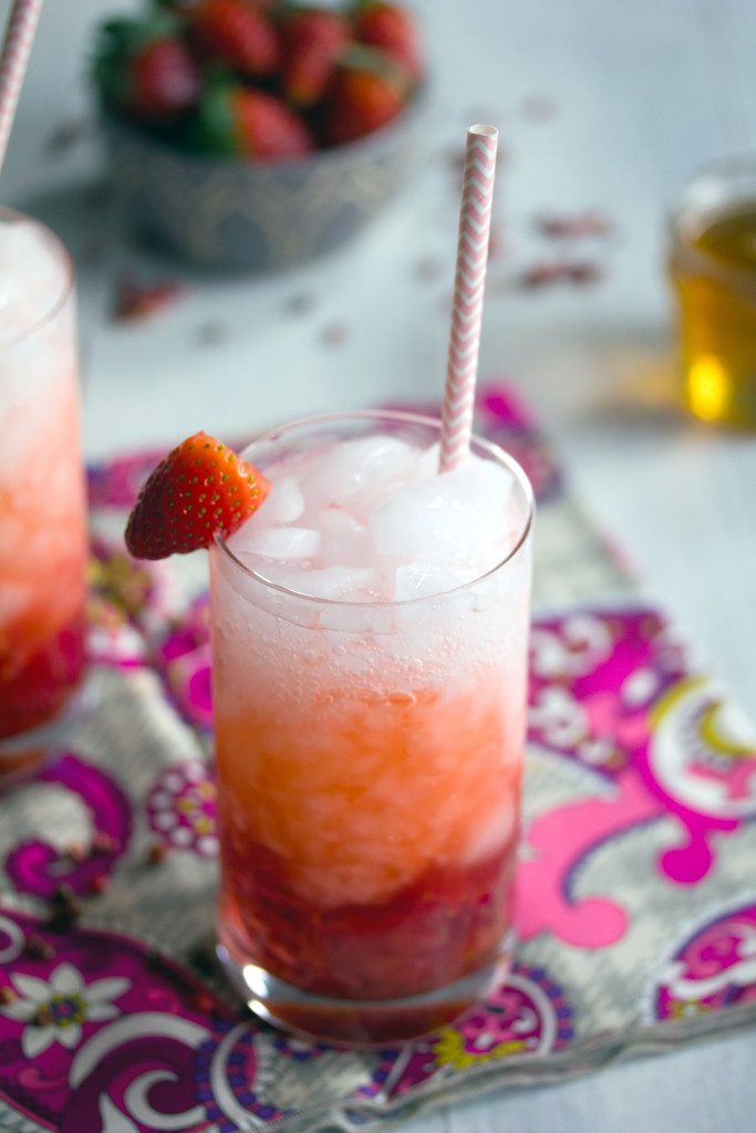 Pink Peppercorn Strawberry Sipper -- Sweet and spicy Valentine's Day cocktail | wearenotmartha.com