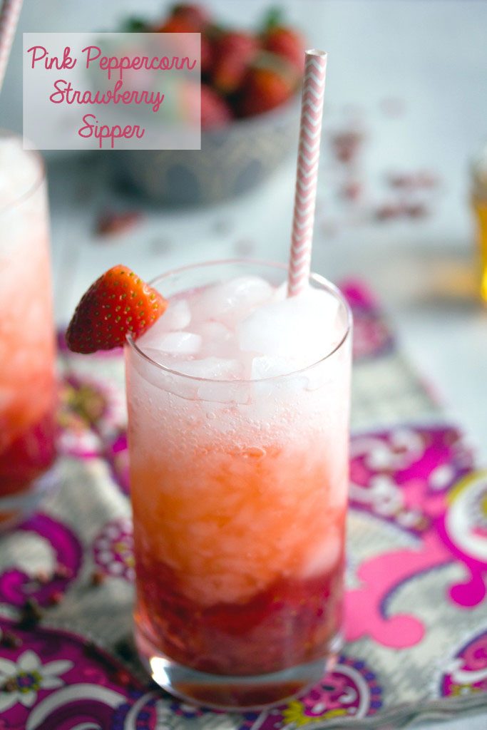 Pink Peppercorn Strawberry Sipper -- Sweet and spicy Valentine's Day cocktail | wearenotmartha.com