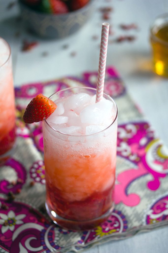 Pink Peppercorn Strawberry Sipper -- Sweet and spicy Valentine's Day cocktail | wearenotmartha.com