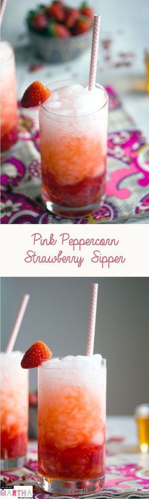 Pink Peppercorn Strawberry Sipper -- Sweet and spicy Valentine's Day cocktail | wearenotmartha.com