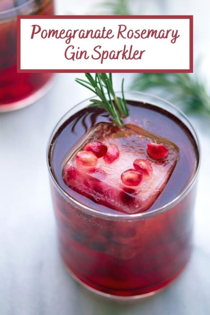 This Pomegranate Rosemary Gin Sparkler is a delicious winter cocktail that's perfect for Christmas, but really any time! | wearenotmartha.com #pomegranate #gin #gincocktails #cocktails #rosemary