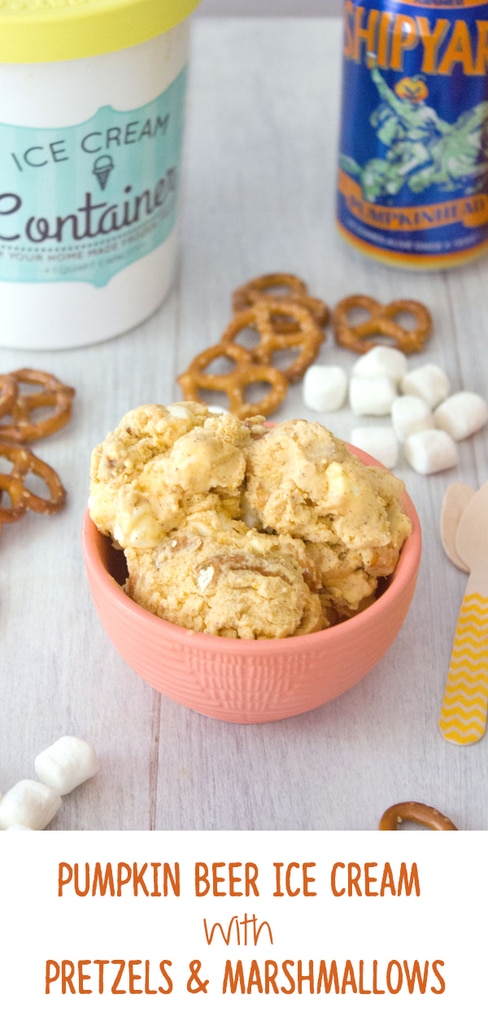 Pumpkin Beer Ice Cream with Pretzels and Marshmallows